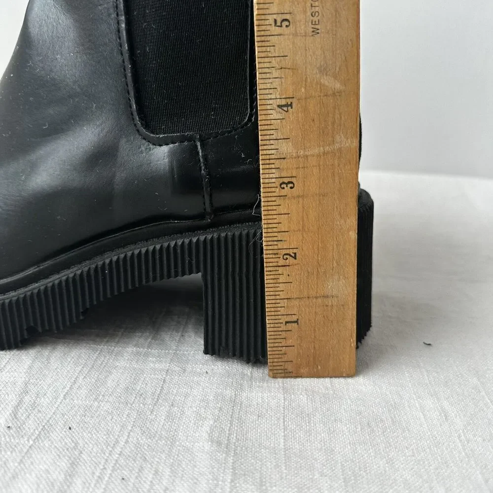 Zara Lug‎ Sole Ankle Platform Boots Black Size 38 Chunky Heel US 7.5